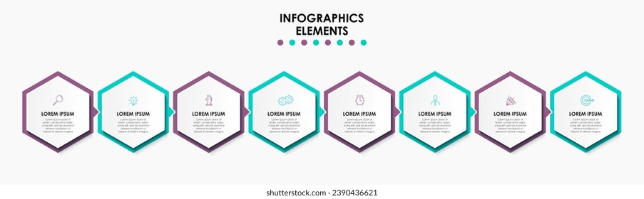 Vector Infographic design business template with icons and 8 options or steps. square design or diagram