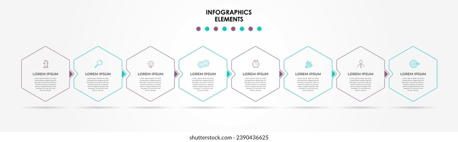 Vector Infographic design business template with icons and 8 options or steps. square design or diagram