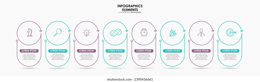 Plantilla de negocio de diseño de infografía vectorial con iconos y 8 opciones o pasos. diseño cuadrado o diagrama