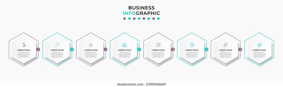 Vector Infografik Design Business Template mit Symbolen und 8 Optionen oder Schritten. quadratisches Design oder Diagramm