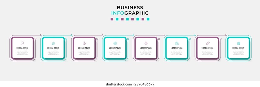 Vector Infographic design business template with icons and 8 options or steps. square design or diagram