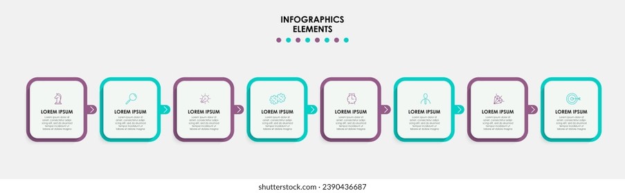 Vector Infographic design business template with icons and 8 options or steps. square design or diagram