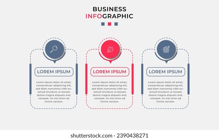 Plantilla de negocio de diseño de infografía vectorial con iconos y 3 opciones o pasos. Diseño cuadrado o diagrama