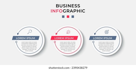 Vector Infographic design business template with icons and 3 options or steps. quare design or diagram