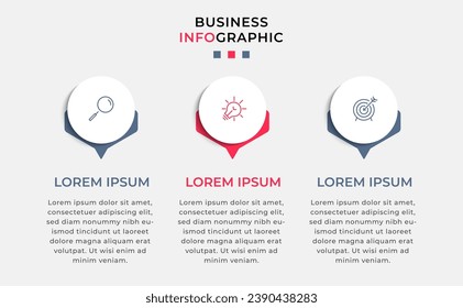 Vector Infographic design business template with icons and 3 options or steps. quare design or diagram