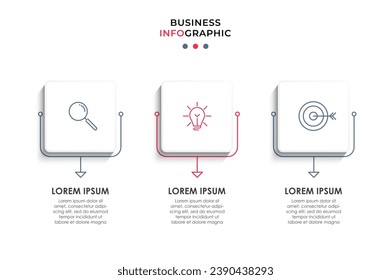 Vector Infografik Design Business Template mit Symbolen und 3 Optionen oder Schritten. quare Konstruktion oder Diagramm