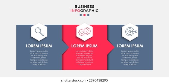 Vector Infographic design business template with icons and 3 options or steps. quare design or diagram