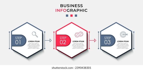 Plantilla de negocio de diseño de infografía vectorial con iconos y 3 opciones o pasos. Diseño cuadrado o diagrama