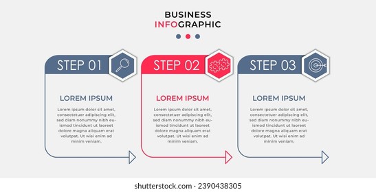 Vector Infographic design business template with icons and 3 options or steps. quare design or diagram