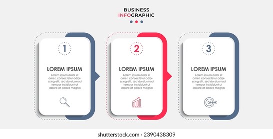 Vector Infographic design business template with icons and 3 options or steps. quare design or diagram