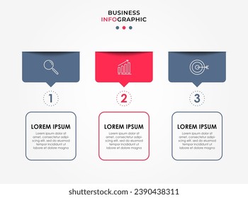 Vector Infographic design business template with icons and 3 options or steps. quare design or diagram