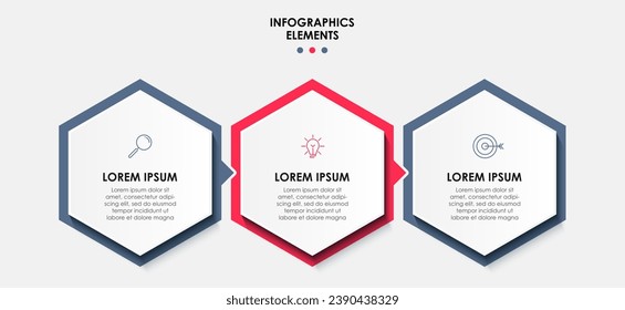 Vector Infographic design business template with icons and 3 options or steps. quare design or diagram