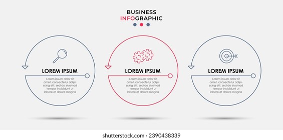 Plantilla de negocio de diseño de infografía vectorial con iconos y 3 opciones o pasos. Diseño cuadrado o diagrama