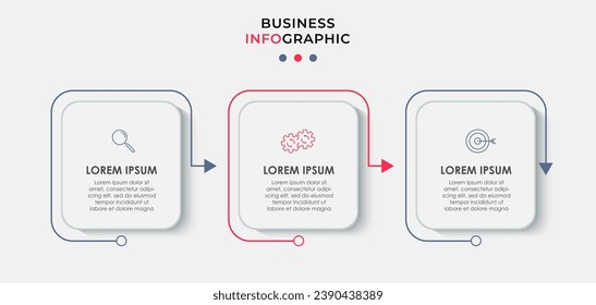 Plantilla de negocio de diseño de infografía vectorial con iconos y 3 opciones o pasos. Diseño cuadrado o diagrama