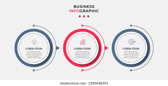 Plantilla de negocio de diseño de infografía vectorial con iconos y 3 opciones o pasos. Diseño cuadrado o diagrama
