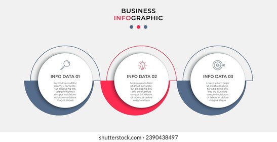 Plantilla de negocio de diseño de infografía vectorial con iconos y 3 opciones o pasos. Diseño cuadrado o diagrama