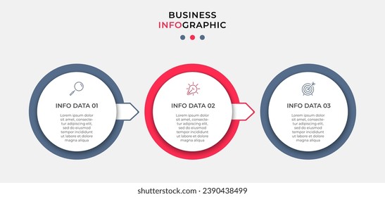 Plantilla de negocio de diseño de infografía vectorial con iconos y 3 opciones o pasos. Diseño cuadrado o diagrama