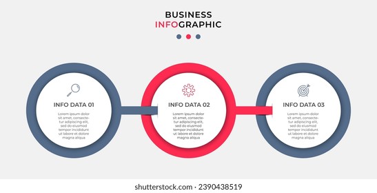 Plantilla de negocio de diseño de infografía vectorial con iconos y 3 opciones o pasos. Diseño cuadrado o diagrama