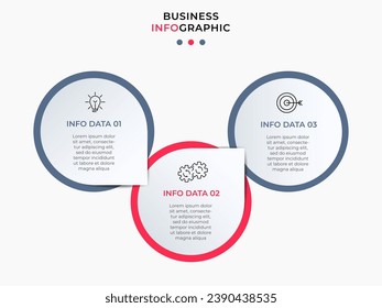 Plantilla de negocio de diseño de infografía vectorial con iconos y 3 opciones o pasos. Diseño cuadrado o diagrama