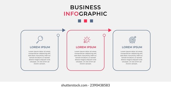 Plantilla de negocio de diseño de infografía vectorial con iconos y 3 opciones o pasos. Diseño cuadrado o diagrama