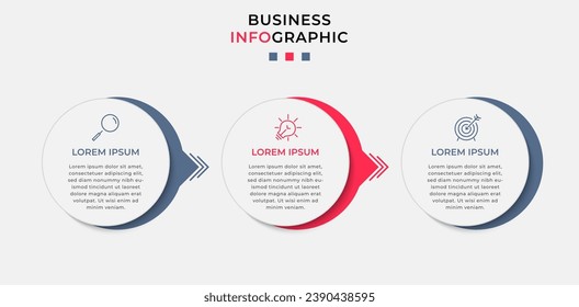 Plantilla de negocio de diseño de infografía vectorial con iconos y 3 opciones o pasos. Diseño cuadrado o diagrama