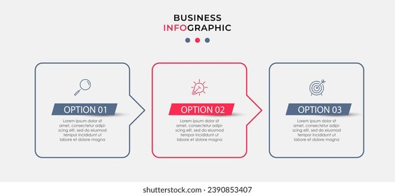 Vector Infographic design business template with icons and 3 options or steps. square design or diagram