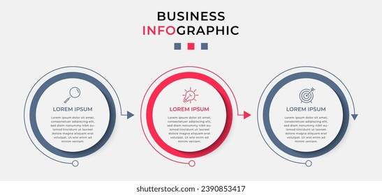 Vector Infographic design business template with icons and 3 options or steps. square design or diagram