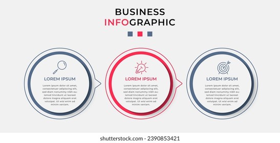Vector Infographic design business template with icons and 3 options or steps. square design or diagram