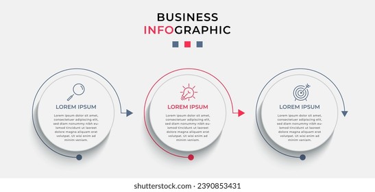 Plantilla de negocio de diseño de infografía vectorial con iconos y 3 opciones o pasos. diseño cuadrado o diagrama