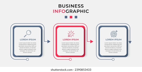 Vector Infographic design business template with icons and 3 options or steps. square design or diagram
