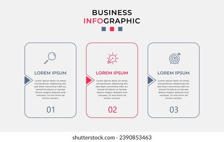 Vector Infografik Design Business Template mit Symbolen und 3 Optionen oder Schritten. quadratisches Design oder Diagramm