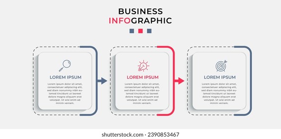 Vector Infographic design business template with icons and 3 options or steps. square design or diagram