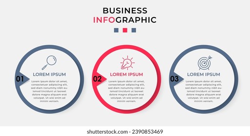 Plantilla de negocio de diseño de infografía vectorial con iconos y 3 opciones o pasos. diseño cuadrado o diagrama