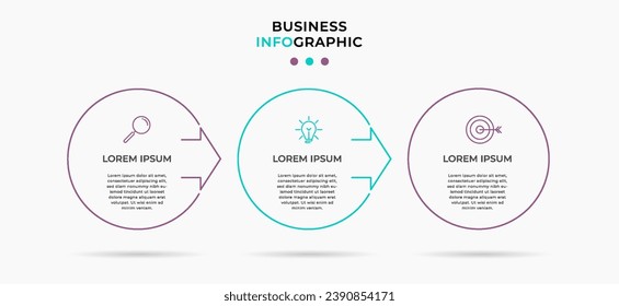 Vector Infographic design business template with icons and 3 options or steps, square design or diagram