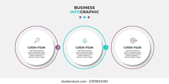 Plantilla de negocio de diseño de infraestructura vectorial con iconos y 3 opciones o pasos, diseño cuadrado o diagrama