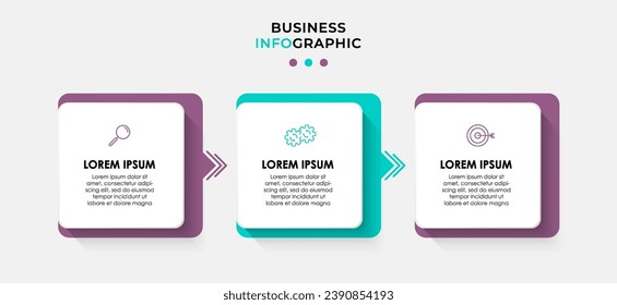 Vector Infographic design business template with icons and 3 options or steps, square design or diagram