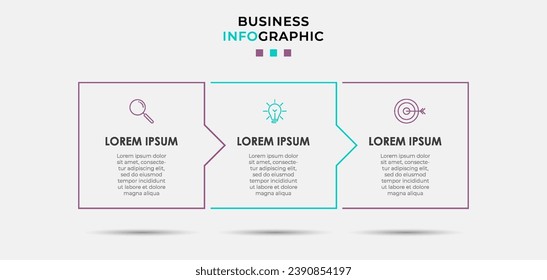 Vector Infographic design business template with icons and 3 options or steps, square design or diagram