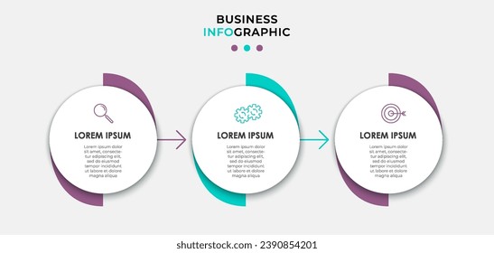 Vector Infographic design business template with icons and 3 options or steps, square design or diagram
