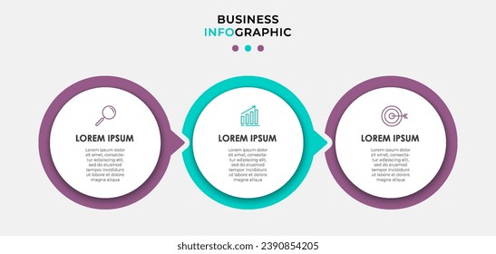 Vector Infographic design business template with icons and 3 options or steps, square design or diagram