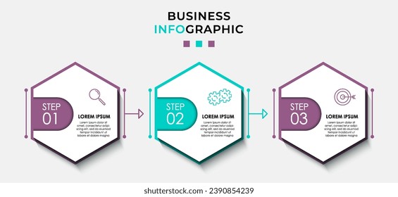 Vector Infographic design business template with icons and 3 options or steps, square design or diagram