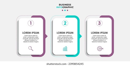 Vector Infographic design business template with icons and 3 options or steps, square design or diagram