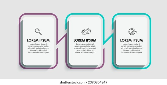Plantilla de negocio de diseño de infraestructura vectorial con iconos y 3 opciones o pasos, diseño cuadrado o diagrama