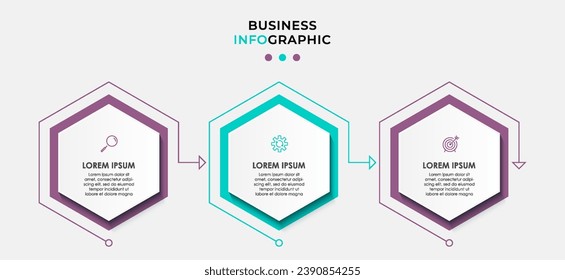 Vector Infographic design business template with icons and 3 options or steps, square design or diagram