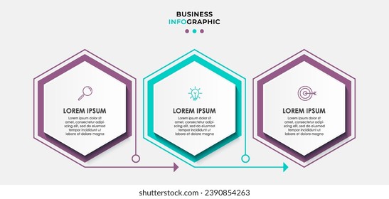 Vector Infographic design business template with icons and 3 options or steps, square design or diagram
