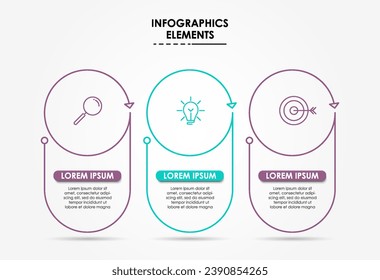 Geschäftsvorlage für Vektorgrafik-Design mit Symbolen und 3 Optionen oder Schritten, quadratisches Design oder Diagramm