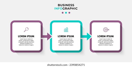 Vector Infographic design business template with icons and 3 options or steps, square design or diagram