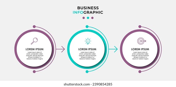 Vector Infographic design business template with icons and 3 options or steps, square design or diagram