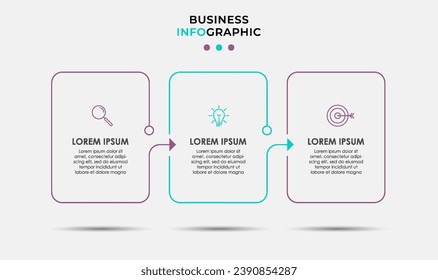 Plantilla de negocio de diseño de infraestructura vectorial con iconos y 3 opciones o pasos, diseño cuadrado o diagrama