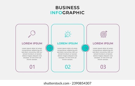 Vector Infographic design business template with icons and 3 options or steps, square design or diagram