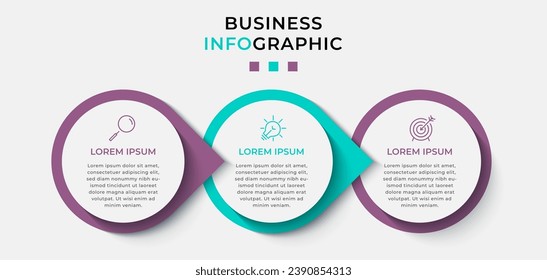 Vector Infographic design business template with icons and 3 options or steps, square design or diagram